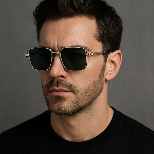 Lunettes de soleil carrées Steampunk rétro – Monture métallique avec branches flexibles, pour hommes et femmes