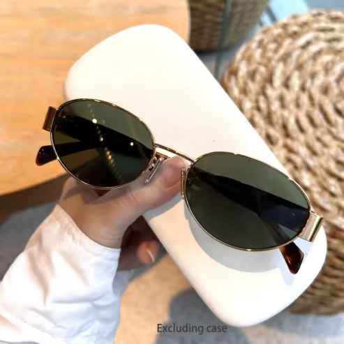 Lunettes de soleil ovales tendance – Monture métallique classique unisexe