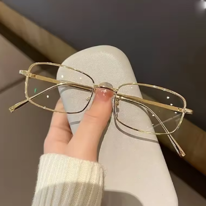 Lunettes carrées rétro Y2K – style Harajuku, monture métallique fine, anti-lumière bleue pour femmes